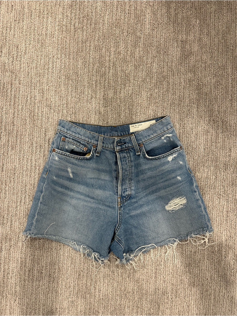 rag & bone Distressed High-Rise Jean Shorts